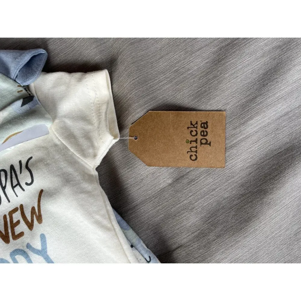 Chick Pea Baby Boy 3 Piece bodysuit Set 0-3 Months Grandpa’s New Buddy NWT